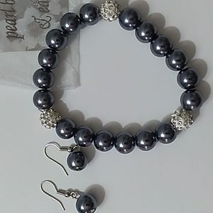 NEW- Bracelet & Earrings- Pave Crystal & Glass